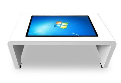 White Touch Screen Computer Table Monitor Size 47&quot; Swanky Shape